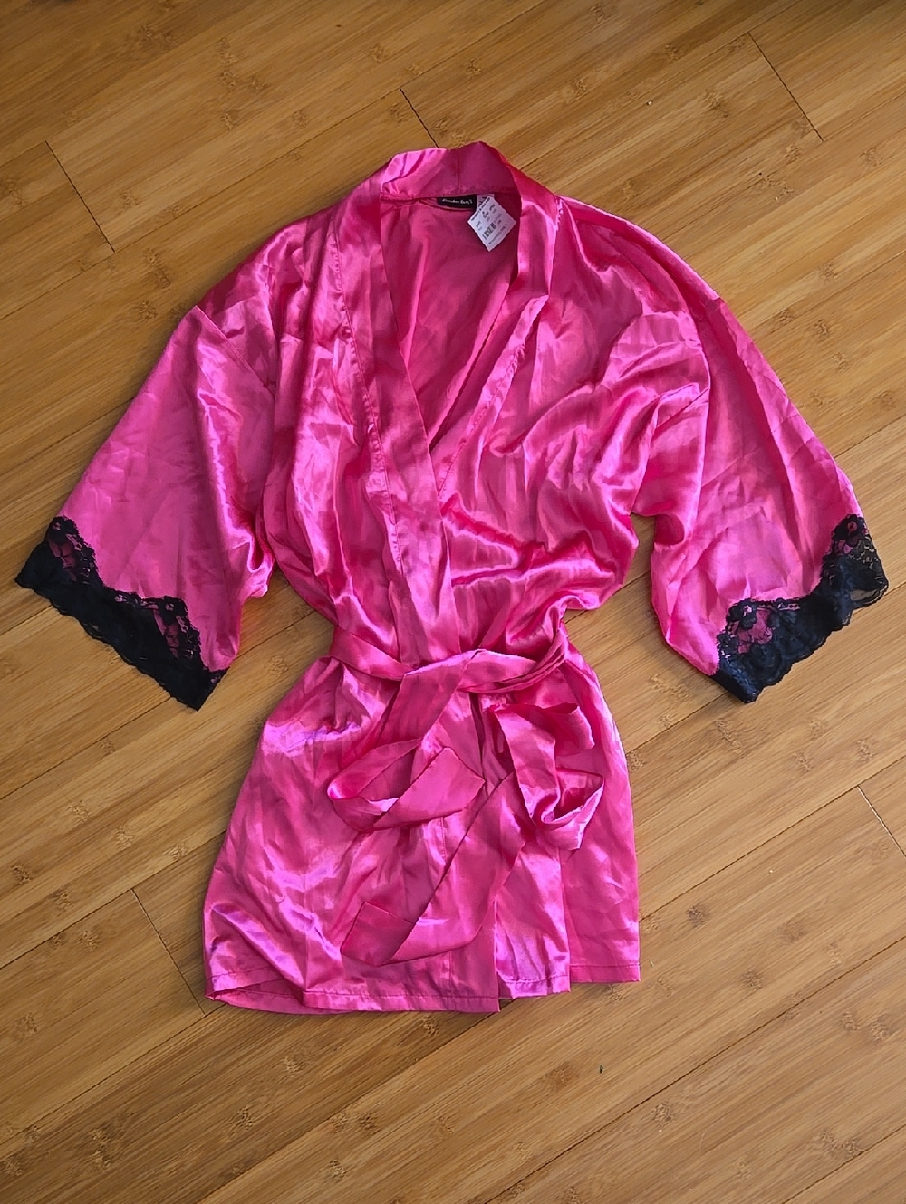 Frederick's of Hollywood Dead Stock Pink Satin Kimono Robe S